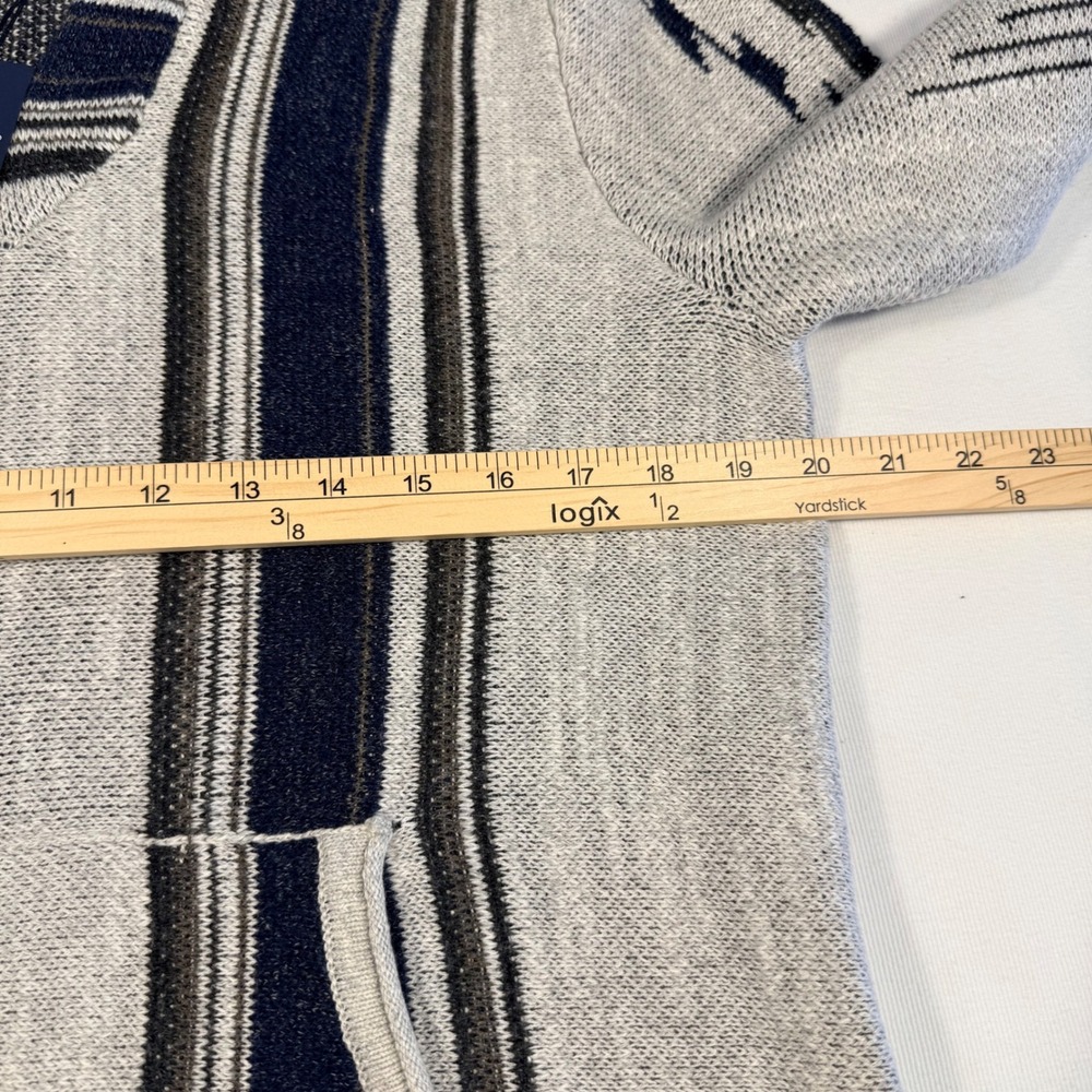 Lucky Brand Mens‎ M Baja Hoodie Gray Navy Pullover Surf Boho Skater Street Knit - Picture 7 of 14
